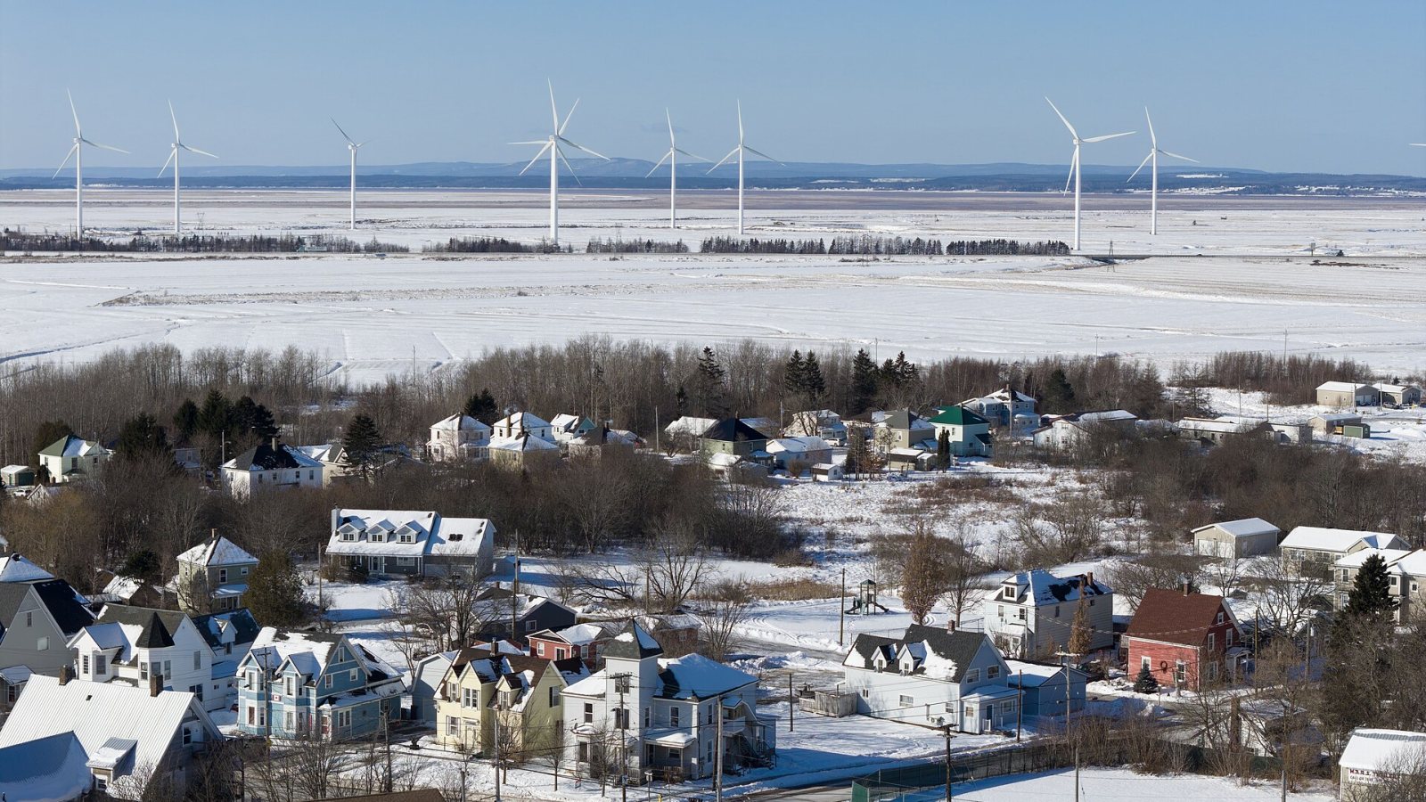 Aerogeneradores en un campo de Nueva Escocia, Canadá
